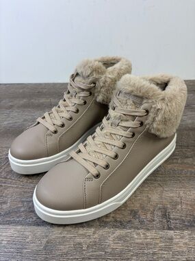 Koolaburra by UGG Faux Fur Lined High Top Sneakers Taupe Size 8.5
